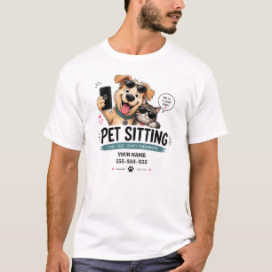 Camisa engraçada de pet Sitter com nome e telefone
