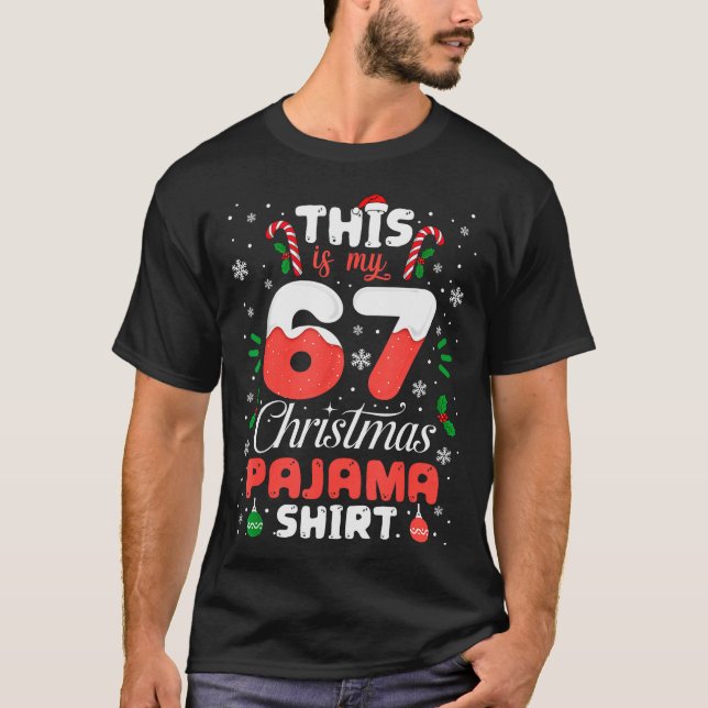 Camisa engraçada de pijama de Natal 67 Seis Sete M (Frente)