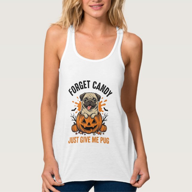 Camisa engraçada de Pug de Halloween Esqueça o Des (Frente)