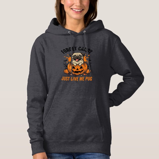 Camisa engraçada de Pug de Halloween Esquecer Desi (Frente)