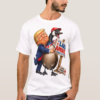Camisa engraçada de Trump Abraçando Ganso Lago Amé