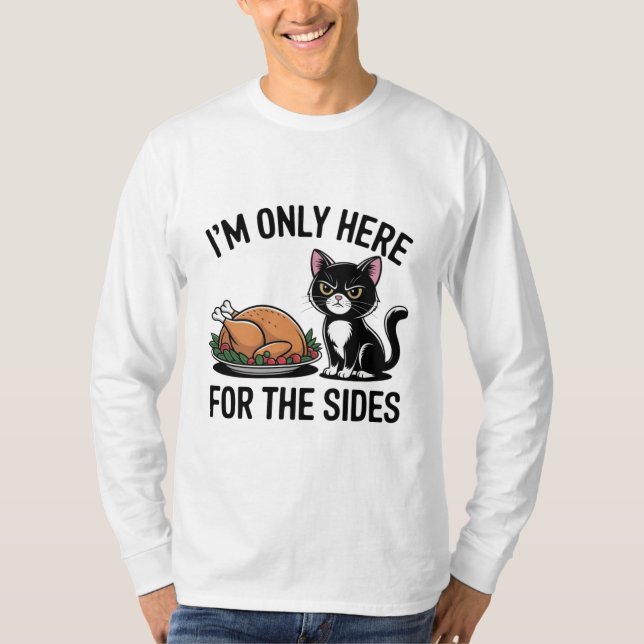 Camisa engraçada do Dia de Ação de Graças com gato (Frente)
