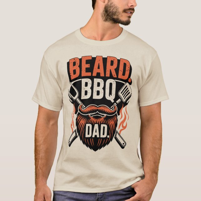 Camisa engraçada do Dia dos Pais, BBQ Dad com barb (Frente)