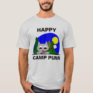 Camisa engraçada do gato do acampamento feliz