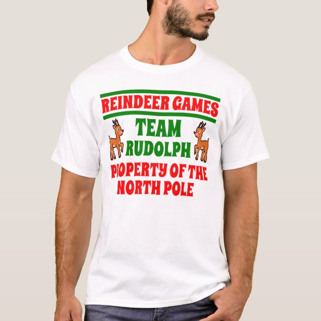 Camisa engraçada do Natal dos jogos da rena da (Frente)