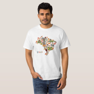 Camisa engraçada dos símbolos nacionais de Brasi