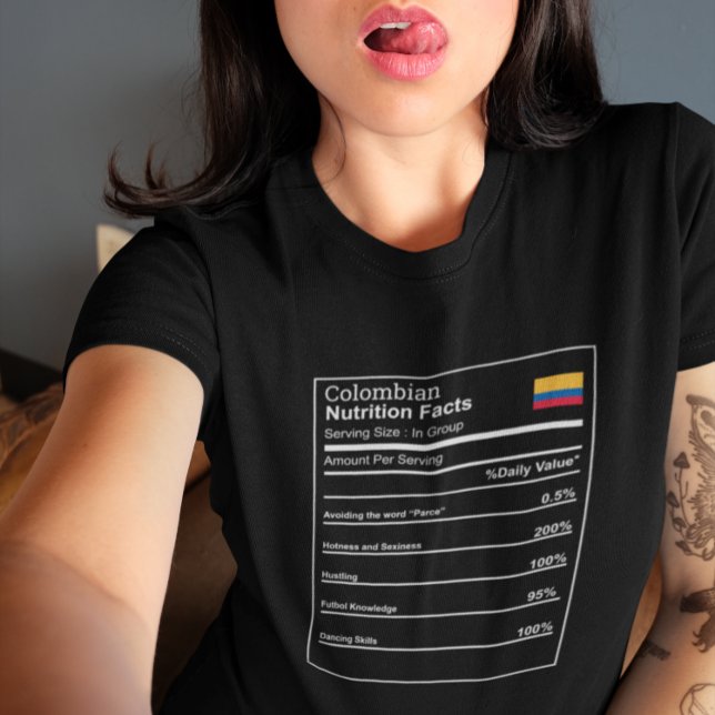 Camisa Engraçada Fatos de Nutrição Colombianos (Funny Shirt Colombian Nutrition Facts)
