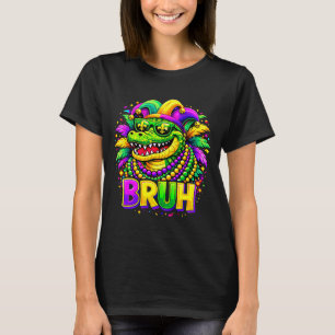 Camisa Engraçada Jacaré Bruh Mardi Gras Bufa