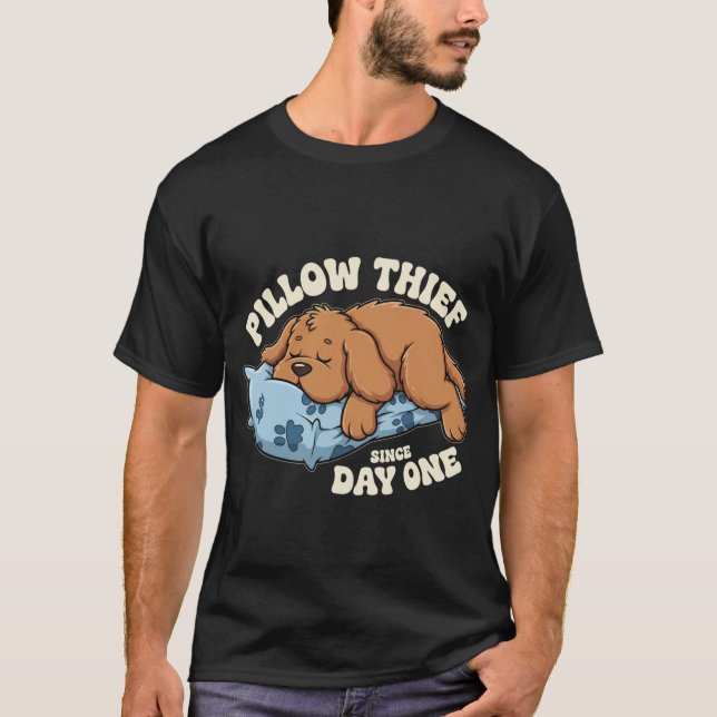 Camisa engraçada para cachorro dormir e roubar tra (Frente)