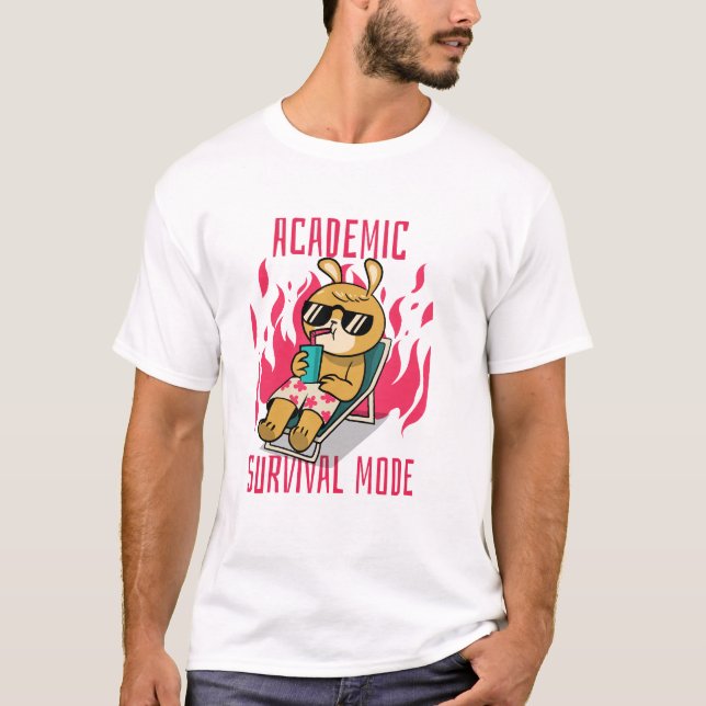 Camisa engraçada para estudante Modo de sobrevivên (Frente)