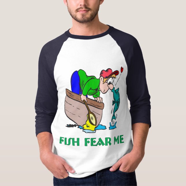 Camisa Engraçada Pesca Humor Medo de Pesca (Frente)
