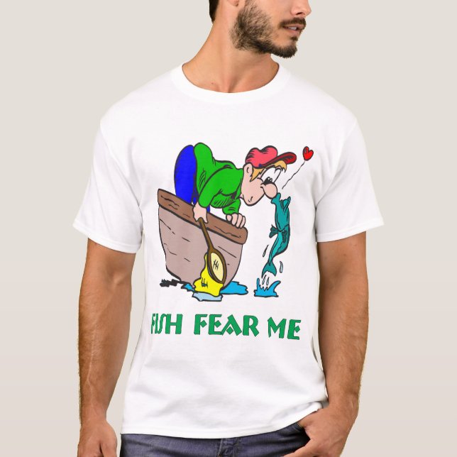 Camisa Engraçada Pesca Humor Medo de Pesca (Frente)