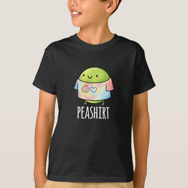 Camisa Engraçada Veggie Pea TShirt Pun Dark BG (Frente)