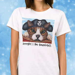 Camisa enjoado do gato do pirata