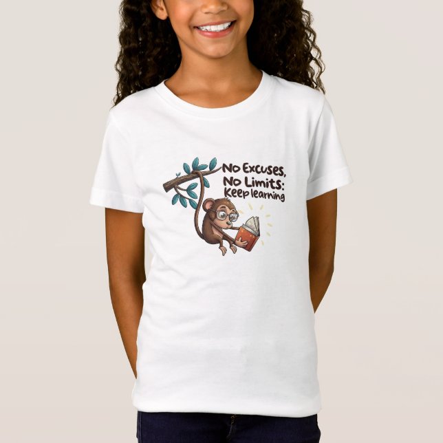 Camisa Escolar para Meninos e Meninas Macaco Fofo  (Frente)