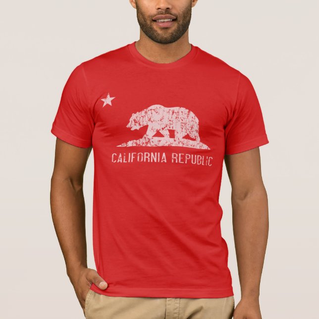 Camisa escura afligida república de Califórnia T (Frente)