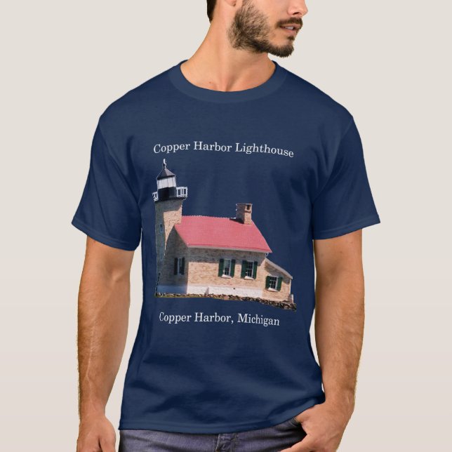 Camisa escura do farol do Copper Harbor (Frente)
