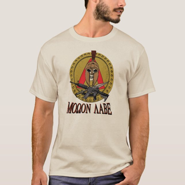 Camisa espartano do Rd do poster de Molon Labe (Frente)