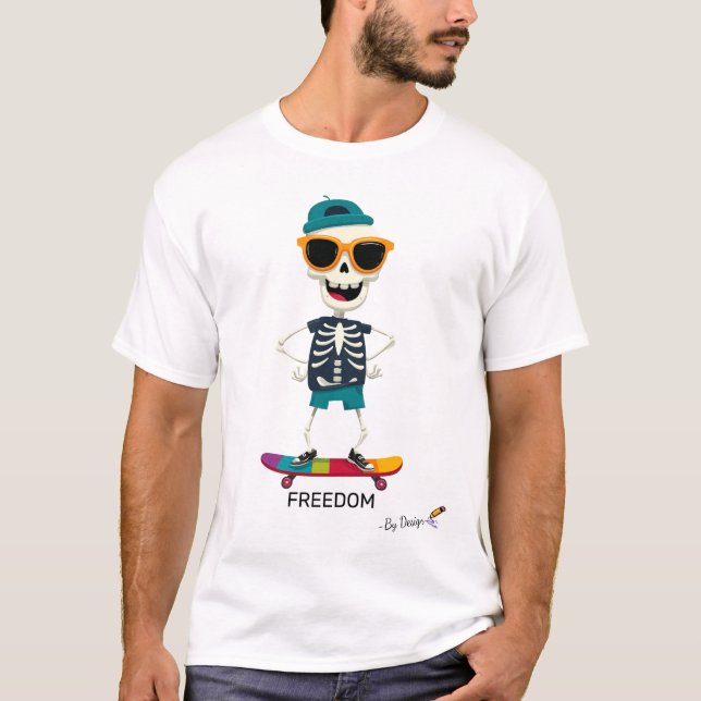 Camisa Esqueleto de Skate | LIBERDADE - Por Design (Frente)