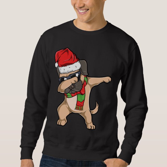 Camisa Essencial de Dabbing de Natal Pug 261 (Frente)