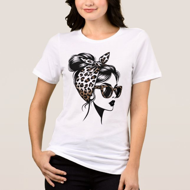 Camisa Estética de Moda com Estampa de Leopardo (Frente)