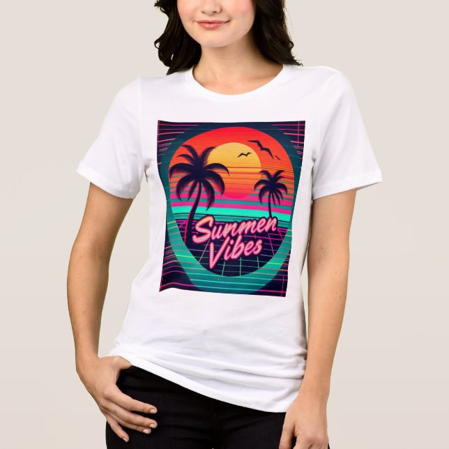 Camisa estética de T-shirt retrô sunset 'Summer Vi (Frente)