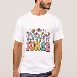 Camisa Estilo Vintage com Letra Bolha de Enfermeir