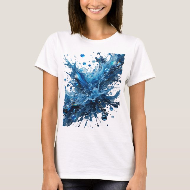Camisa Estilosa com DESIGN DE RESPINGO DE ÁGUA Pra (Frente)