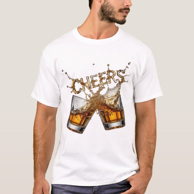 Camisa Estilosa Dourada Com Design CHEERS (Frente)