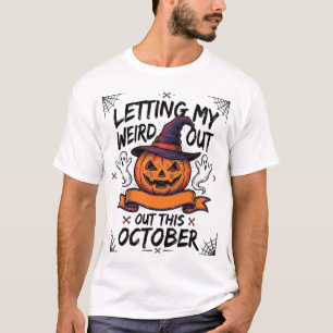 Camisa Estranha de Halloween Com Fantasmas de Abób
