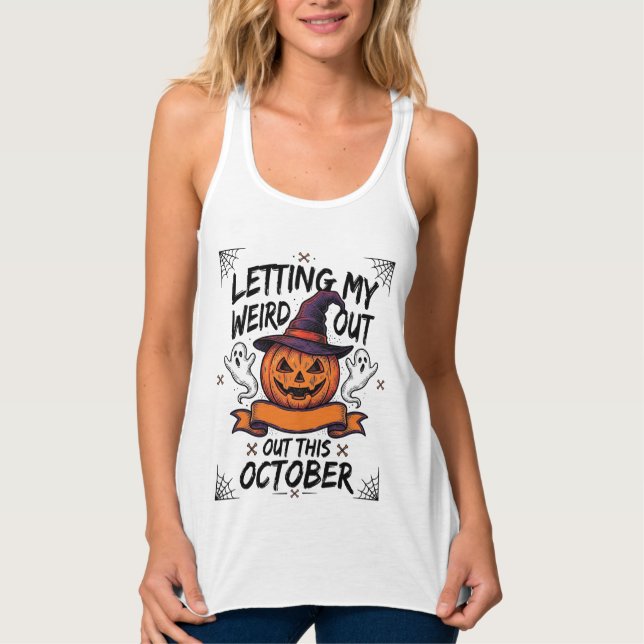 Camisa Estranha de Halloween Com Fantasmas de Abób (Frente)