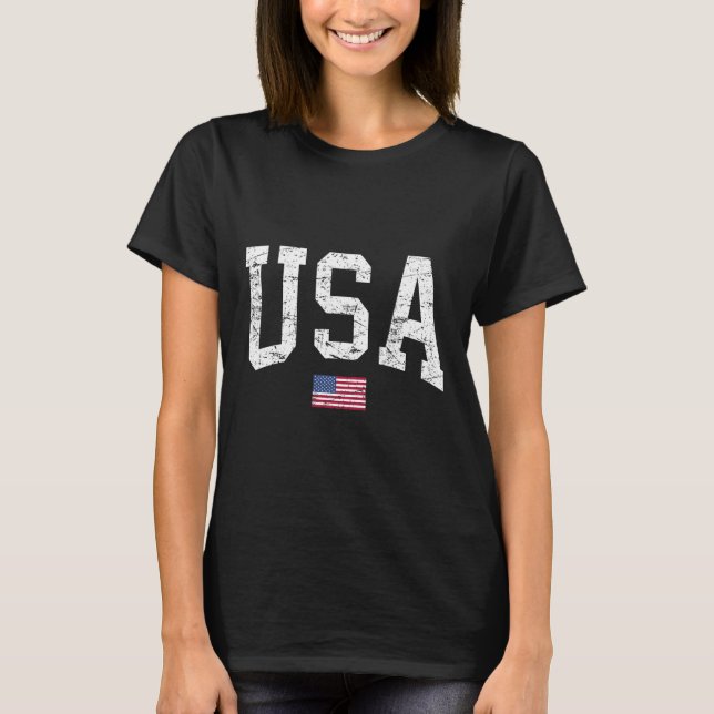 Camisa EUA Mulheres Homens Crianças Bandeira Ameri (Frente)