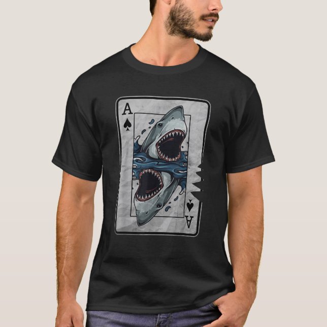 Camisa Excelente do Cartão-Poker Tubarão Branco (Frente)