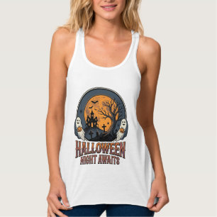 Camisa Fantasma Lua Gravada Cena Vintage de Hallow