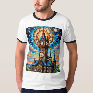 Camisa Fantástica de Torre de Relógio de Vidro Est
