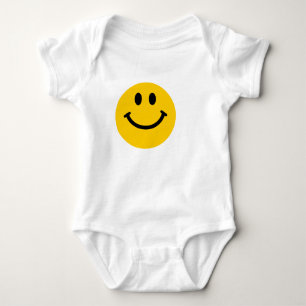 Camisa feliz amarela do bebê da cara
