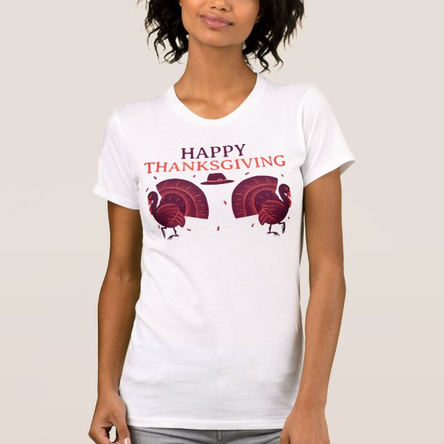 Camisa Feliz Dia de Ação de Graças Gobble Gobble (Frente)
