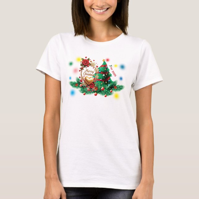 Camisa Feliz Natal 2025 para Mulheres (Frente)