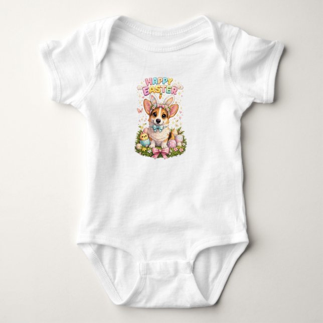 Camisa Feliz Páscoa Corgi – Cão de Orelhas de Coel (Frente)