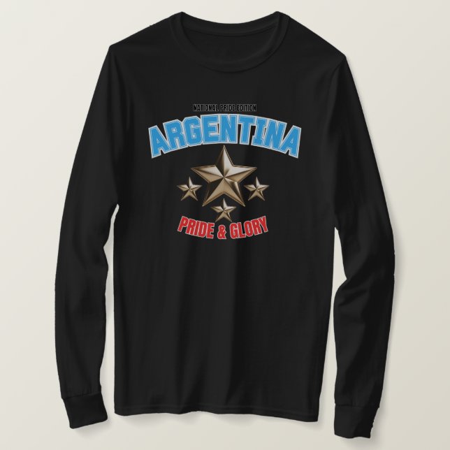 Camisa Feminina Argentina Orgulho Nacional Manga L (Frente do Design)