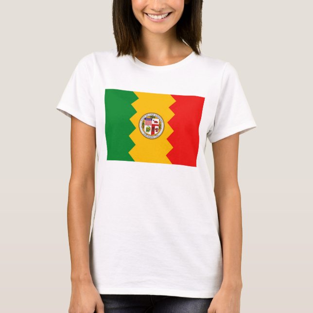 Camisa feminina com bandeira de Los Angeles, Calif (Frente)