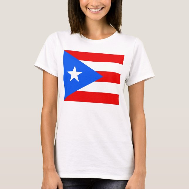 Camisa feminina com bandeira de Porto Rico (Frente)