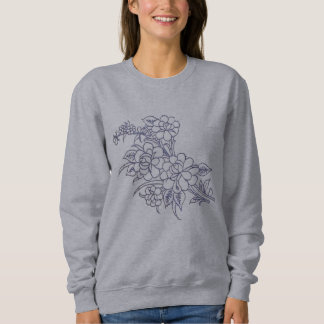 Camisa Feminina de Arte de Linha de Buquê de Rosa