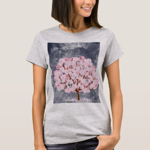 Camisa Feminina de Árvore de Cerejeira Rosa Estéti