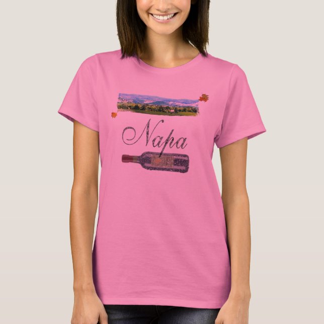Camisa Feminina de Garrafa de Vinho Vintage do Val (Frente)