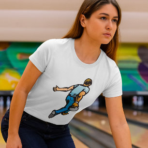 Camisa Feminina de Homem Jogando Boliche