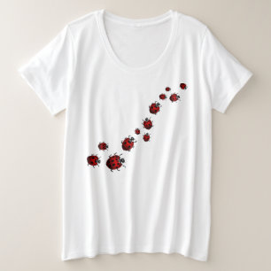 Camisa Feminina de Joaninha Tamanho Plus Camisa de