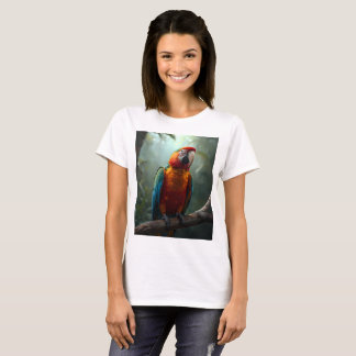 Camisa Feminina de Papagaio Arara Colorido Vibrant