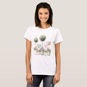Camisa Feminina Floral Pastel Aquarela Rosa Verde