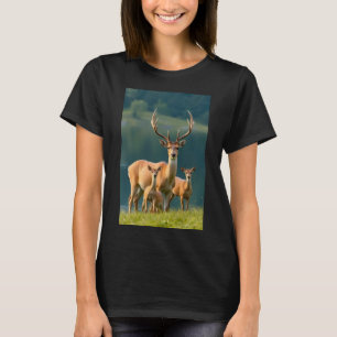 Camisa Feminina Floresta Natureza Família de Cervo